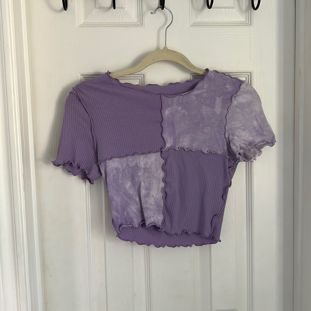 Purple tie dye SHEIN crop top
